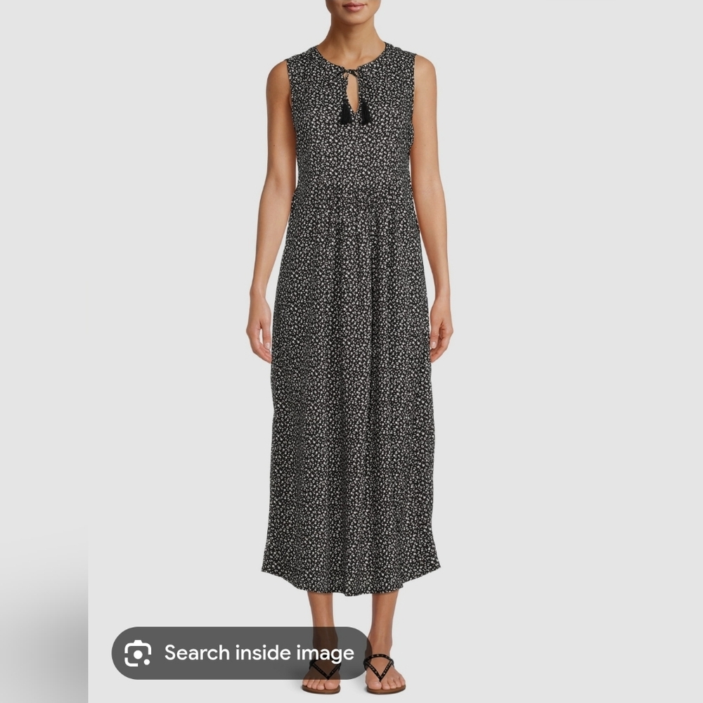 🌞 beach lunch lounge Black and White Patterned Maxi Dress